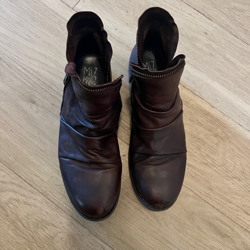 Miz Mooz Brown LunaLeather Ankle Boots-Brandy 10 women